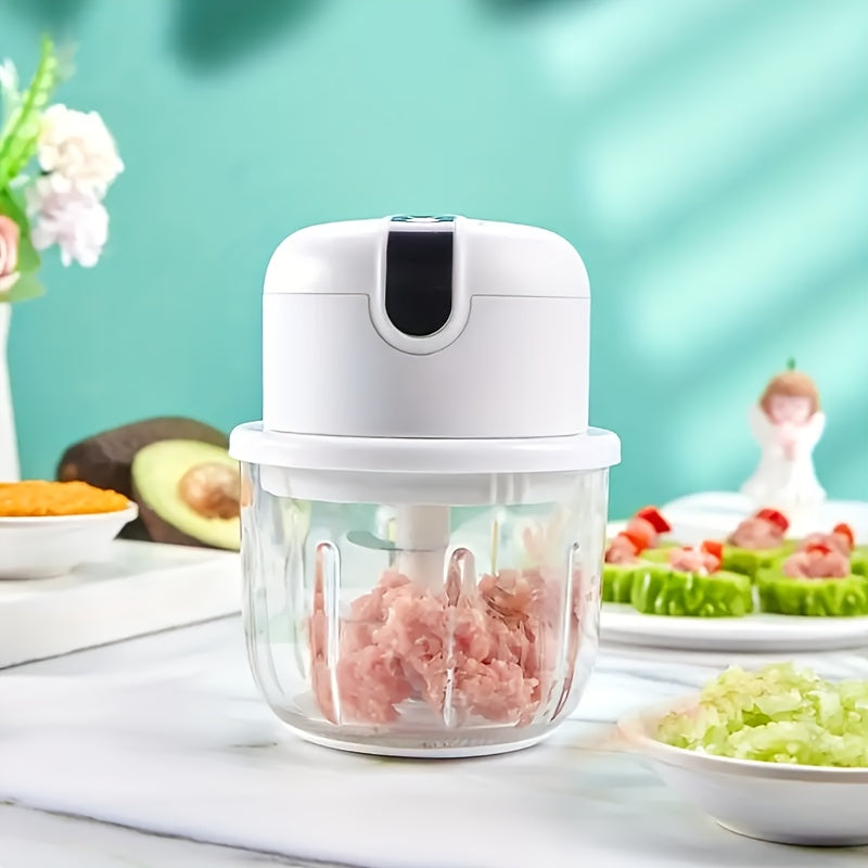 HOTU Single Pack Blender, 11.83oz Garlic Crusher Small Electric Masher, USB Rechargeable Multifunctional Electric Chopper, Household Multifunctional Meat Grinder Garlic Press Garlic Crusher, Suitable for Kitchen Appliances