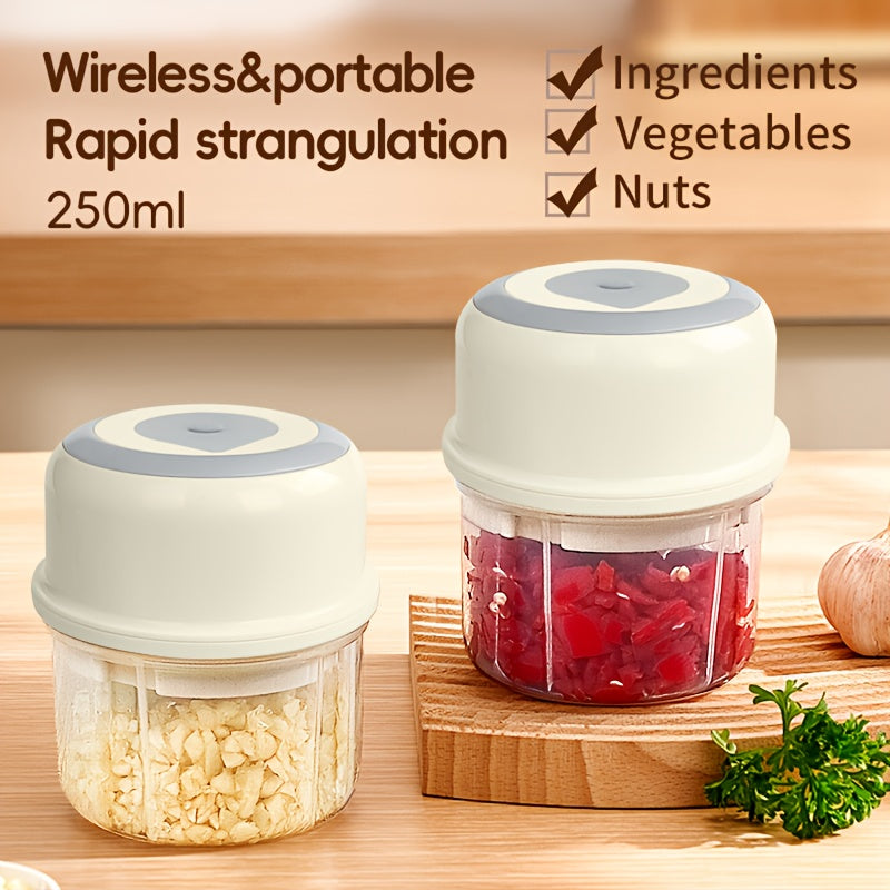 Electric Garlic Masher & Beater - USB Rechargeable Automatic Garlic Grinder with SUS Blades, Compact Design for Home Kitchen Use, Durable Plastic Construction, Garlic Crusher, Kitchen Gadget, Modern Kitchenware, Efficient Blending Technology
