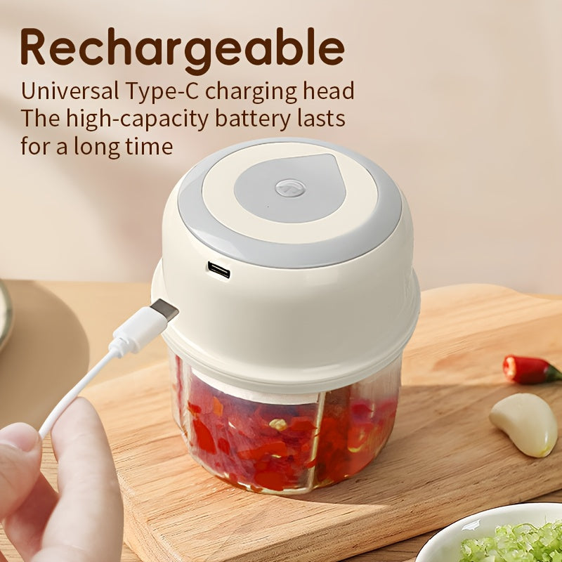 Electric Garlic Masher & Beater - USB Rechargeable Automatic Garlic Grinder with SUS Blades, Compact Design for Home Kitchen Use, Durable Plastic Construction, Garlic Crusher, Kitchen Gadget, Modern Kitchenware, Efficient Blending Technology